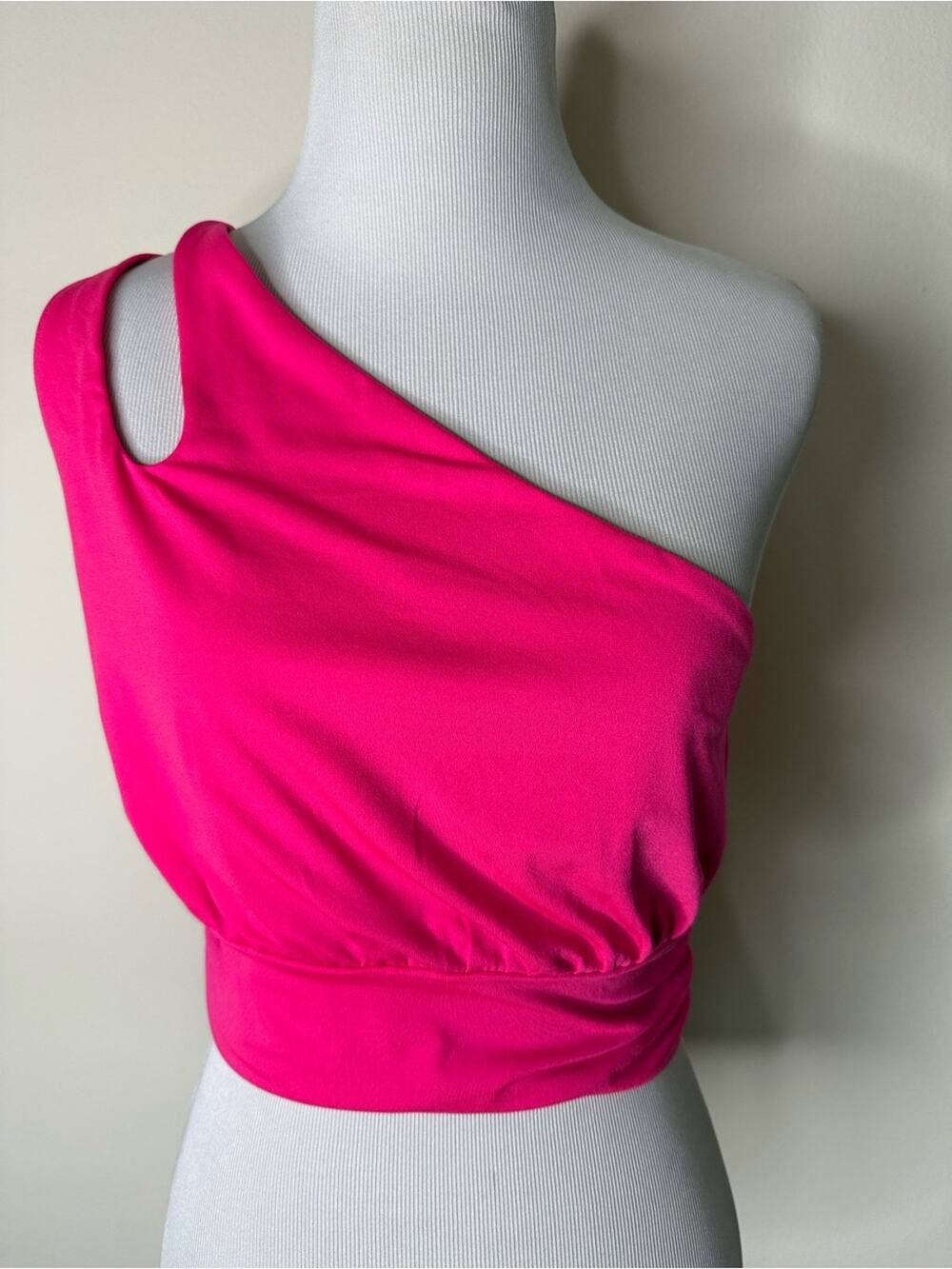 H&M Hot Pink Cut Out One Shoulder Crop Top